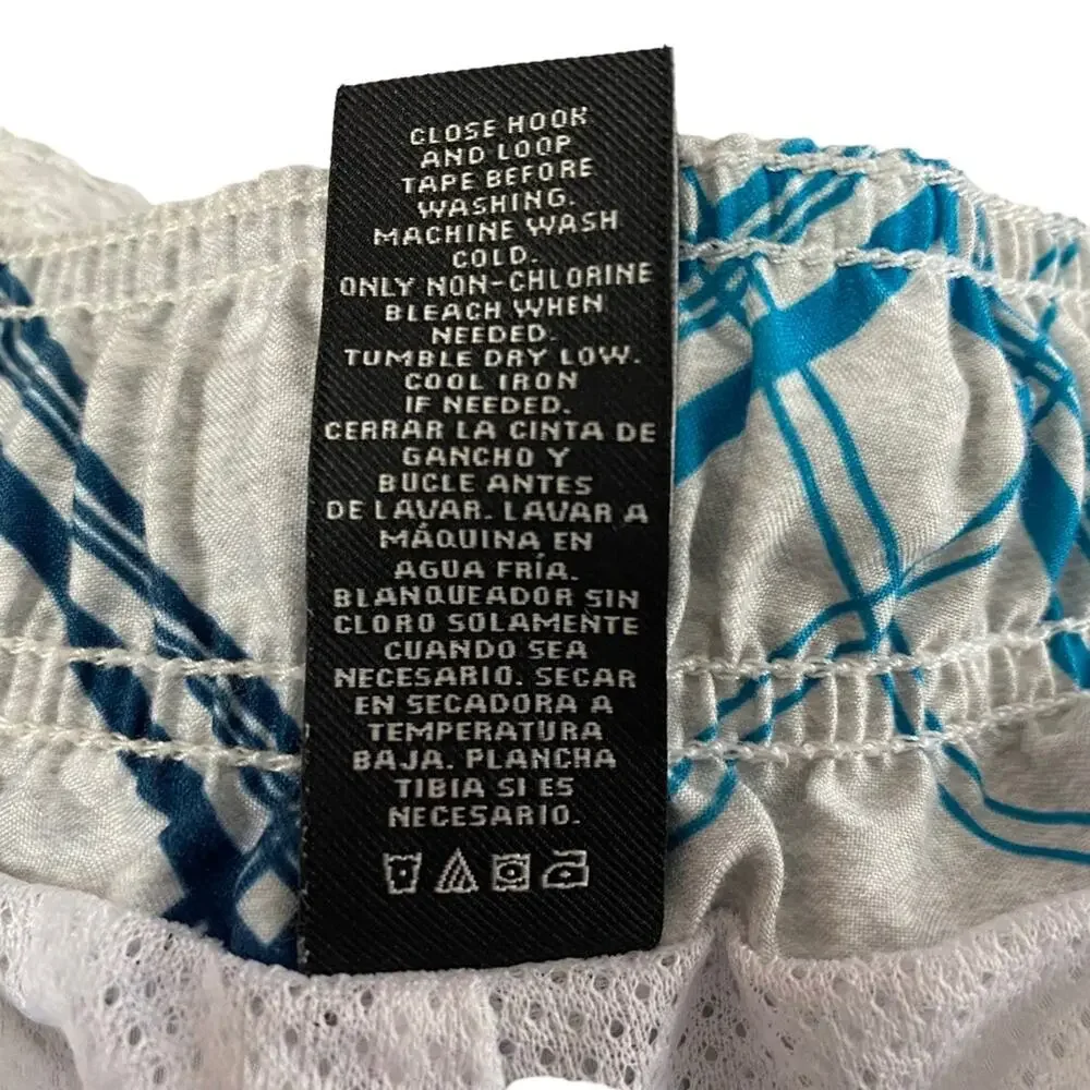 OP Ocean Pacific Swim Trunks Gray Teal Plaid Board Shorts Mens XL 40 42 Surf